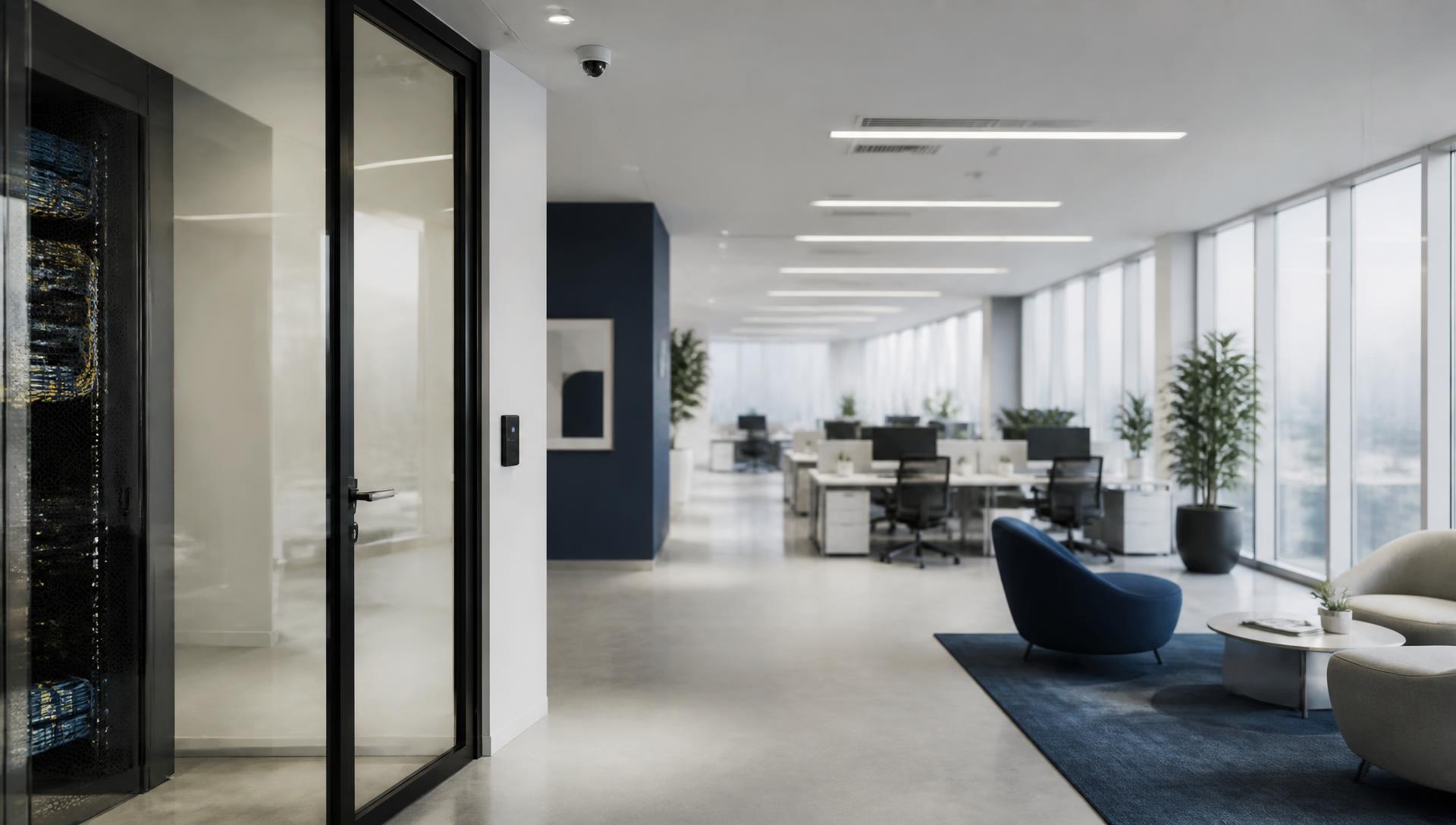 Professionals collaborating in a modern workplace
